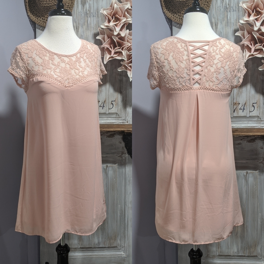NWOT Almost Famous Blush Lace Dress